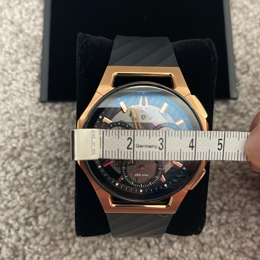 Bulova Curv Rose Gold Tone and Black Chronograph Watch - Picture 9 of 9